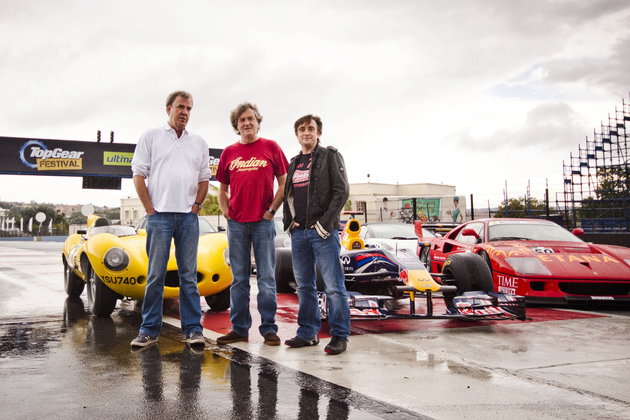 JOHANNESBURG, SOUTH AFRICA - MARCH 16:  (SOUTH AFRICA, UAE, BRAZIL AND TURKEY OUT) British television personalities Jeremy Clarkson, James May and Richard Hammond of the Emmy award winning motoring show Top Gear at the Kyalami Racetrack on 16 March 2011 in Johannesburg, South Africa. The Top Gear team will be hosting the Top Gear Festival sponsored by BP Ultimate from 17-20 March. (Photo by Wayne Coetzee/Gallo Images/Getty Images)